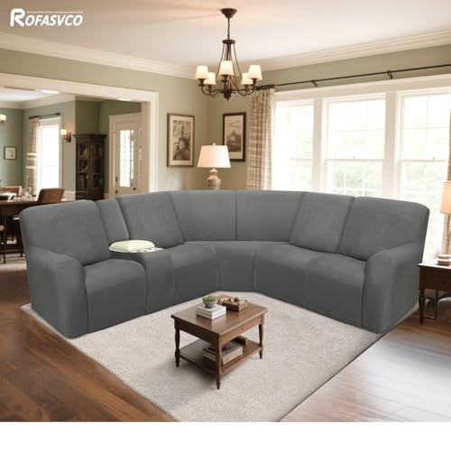Dark Gray Waterproof L Shape Sectional Couch Covers for 5 Seater Recliner
| Super Stretch Soft Slipcovers for L Shaped