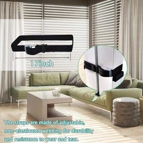 Adjustable Sectional Couch Connector Straps for Sliding Sofas to Keep Legs Together, Modular Sofa Straps for 3 Piece Sec