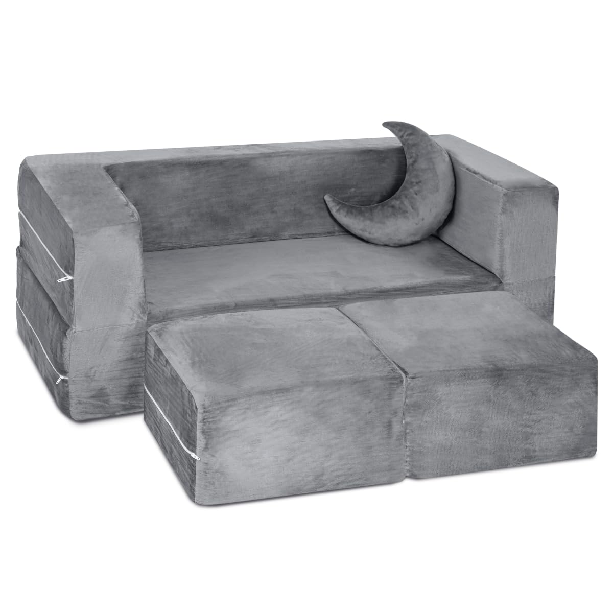Milliard Kids Couch Grey Modular Kids Sofa for Toddler and Baby Playroom/Bedroom Furniture with Bonus Pillow