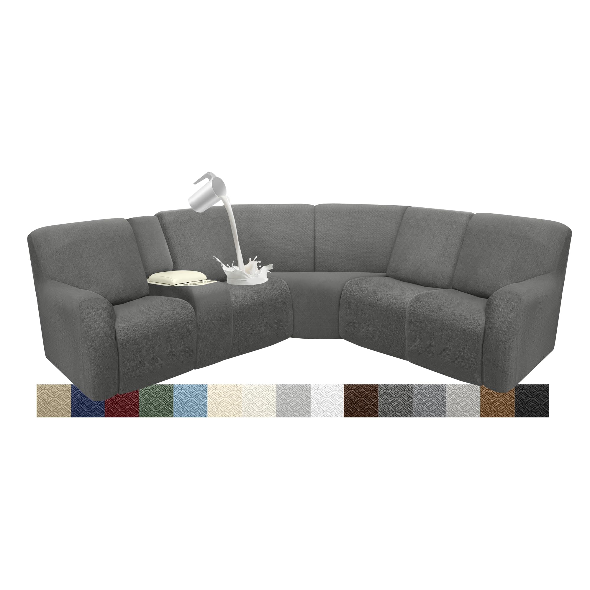 Dark Gray Waterproof L Shape Sectional Couch Covers for 5 Seater Recliner
| Super Stretch Soft Slipcovers for L Shaped